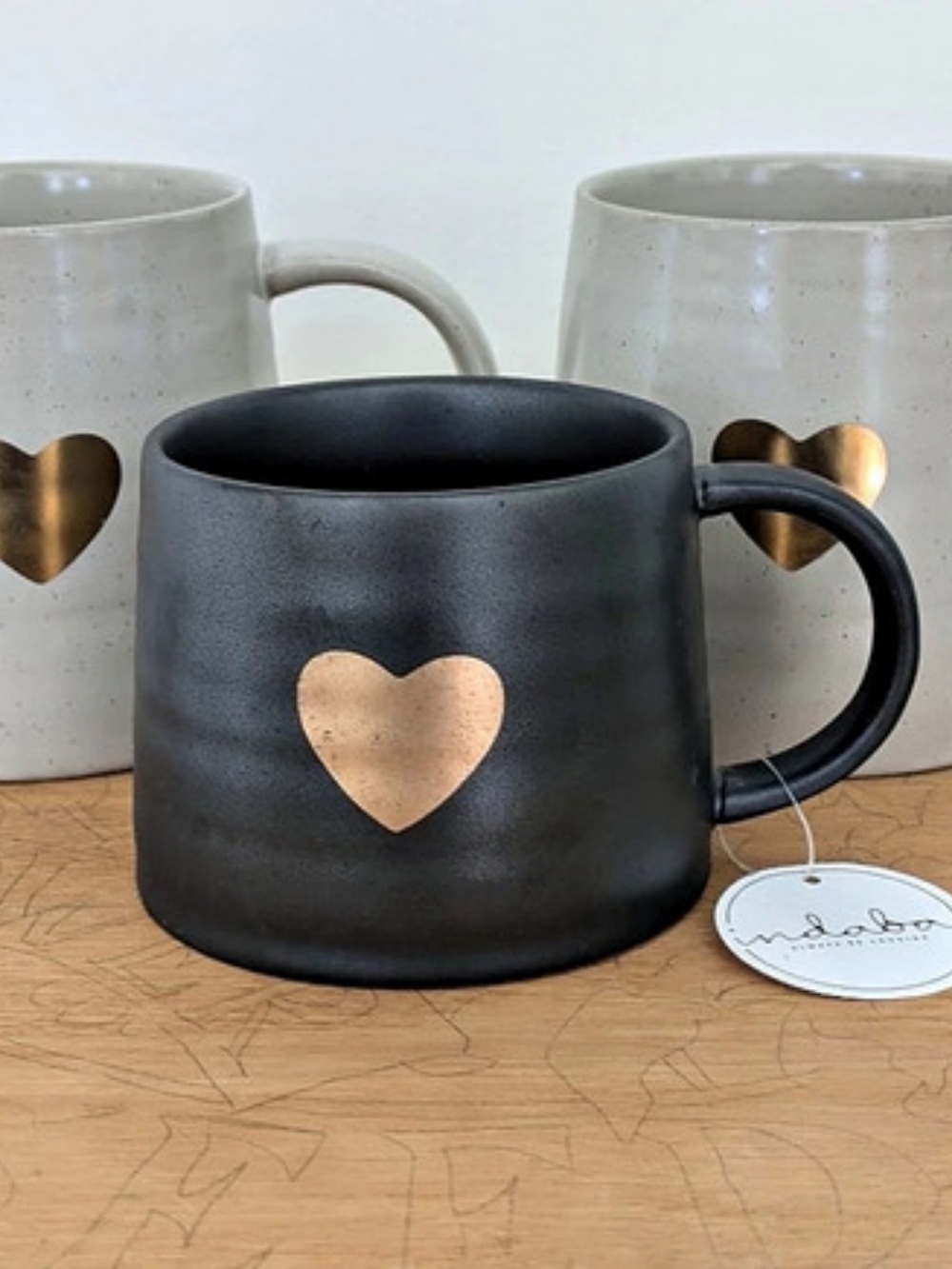 inaba Heart Mug Set of 3 in White & Black NWT